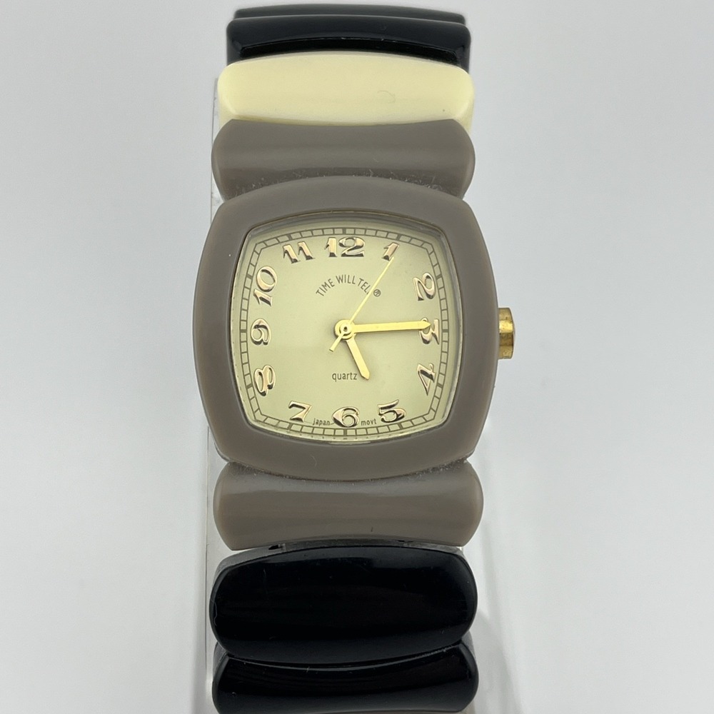 Time Will Tell New York Watch Ivory Black Gray‎ 29mm Case 8" Band- New Battery